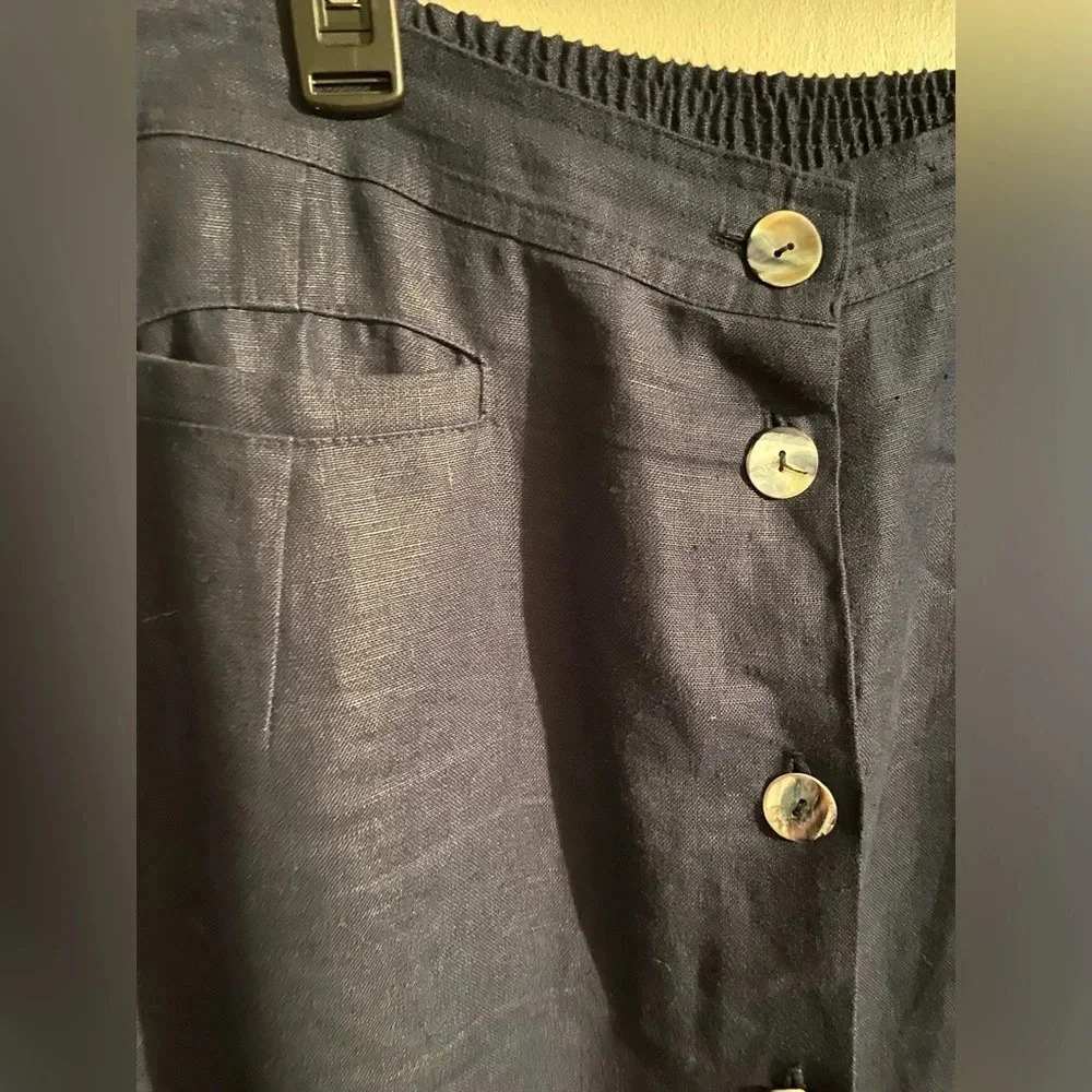 David Dart Collection 100% Linen Navy Button Fron… - image 2